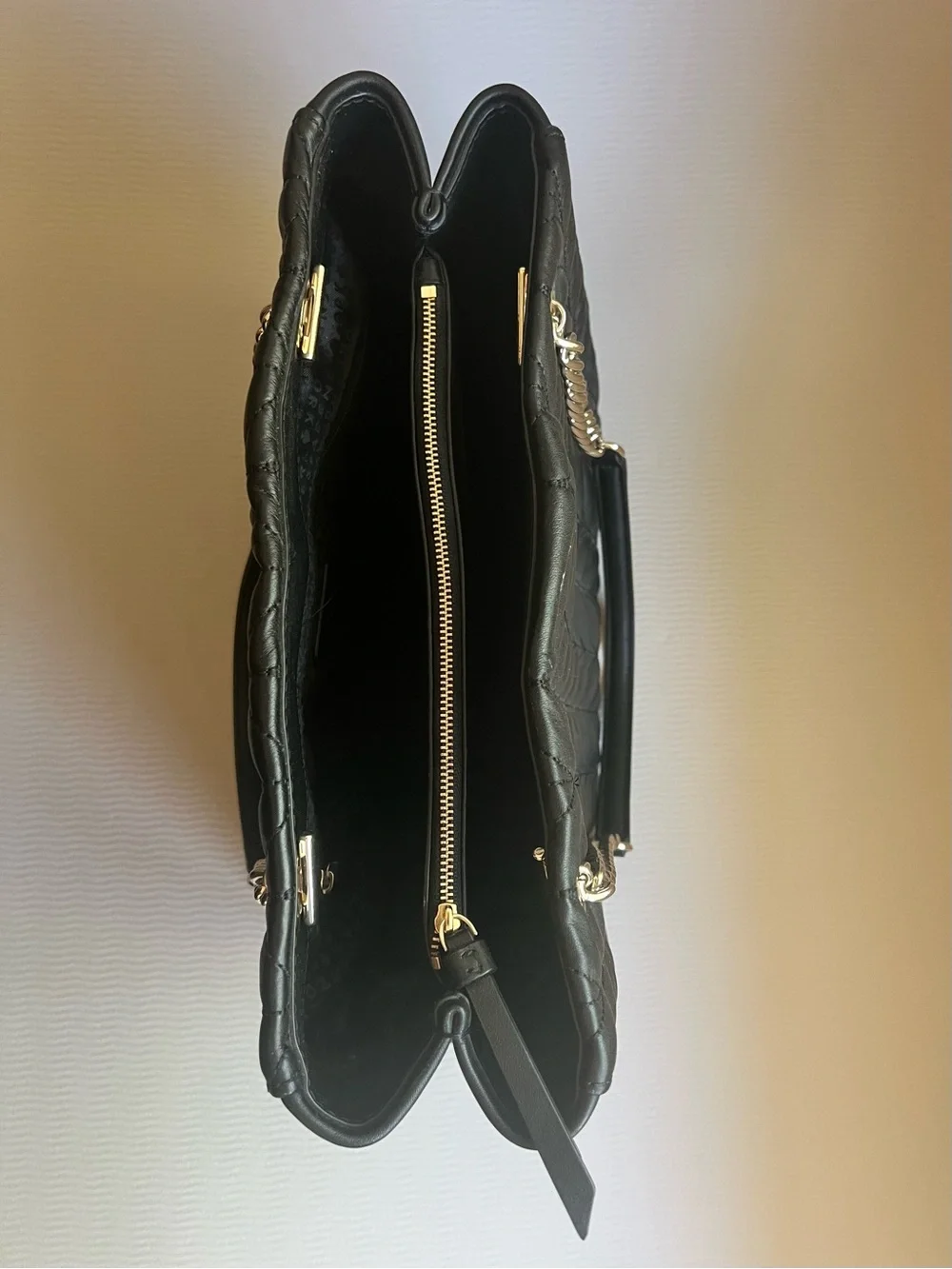 Kate Spade New York Briar Lane Willis Black Quilted Leather Chain Tote Bag NWOT